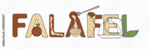 Brown Falafel logo blending balls and fork elements