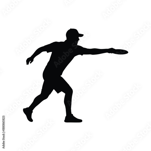 Man in black silhouette playing frisbee