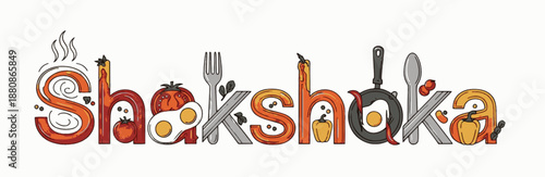 Detailed Shakshuka design with tomato and fork motifs