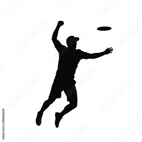 Man playing frisbee in black silhouette white