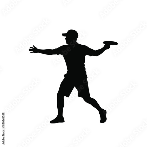 Man playing frisbee in silhouette black white 2