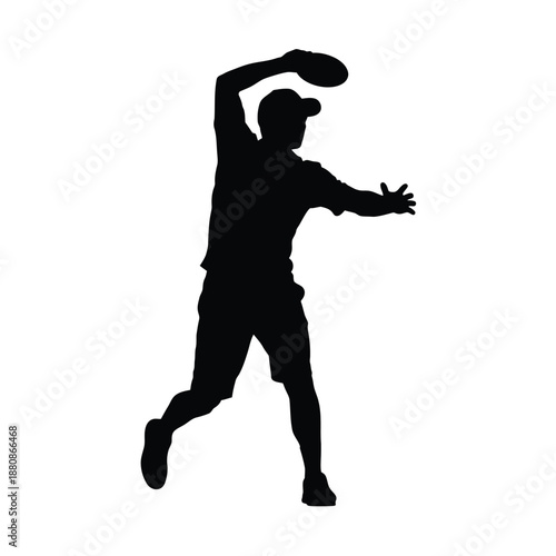 Man throwing frisbee in silhouette black white