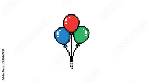 Colorful 8-bit pixel art balloons