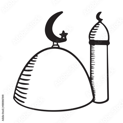 mosque dome image assets with line art style