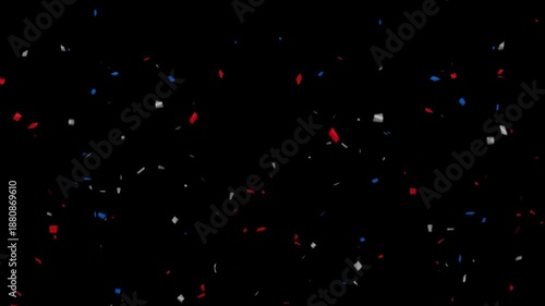 Colorful fireworks explode on black background, animation of explosion and confetti falling in video. Confetti bomb
effect on interior sequin background. Confetti