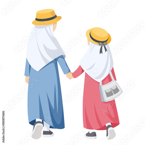 Muslim siblings going to mosque for Quran study