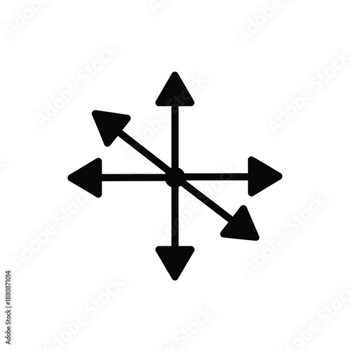 Black arrows pointing in multiple directions pointers