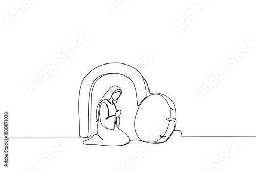 Continuous line drawing of woman. Vector illustration.