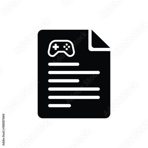 Black document with white game controller