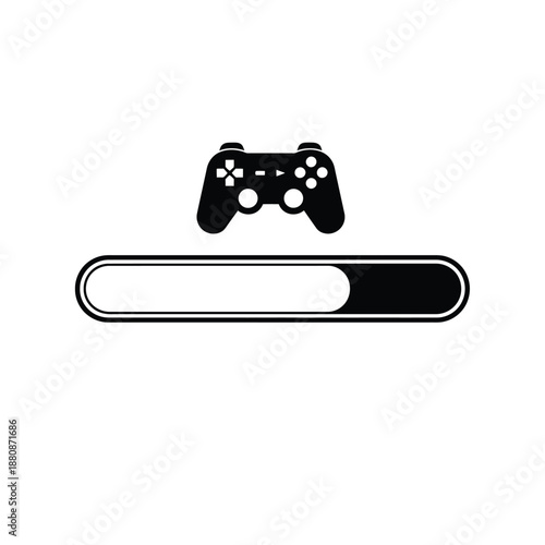 Black game controller with loading bar gamepad