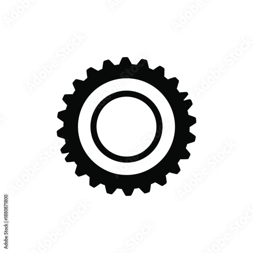 Black gear with white background wheel circle