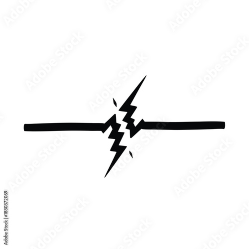 Black line with lightning bolt crack