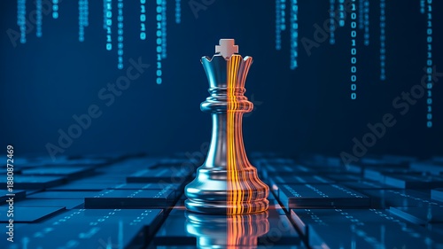 Tapety artystyczne Chess king strategy concept with digital data background 