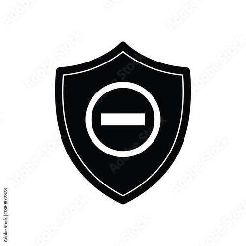 Black shield with white minus sign