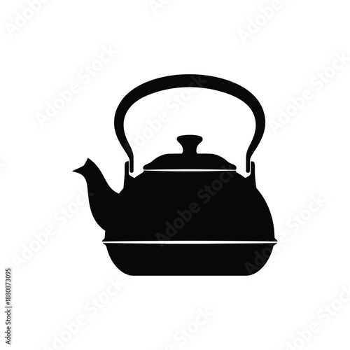 Black silhouette of a teapot kitchen cookware