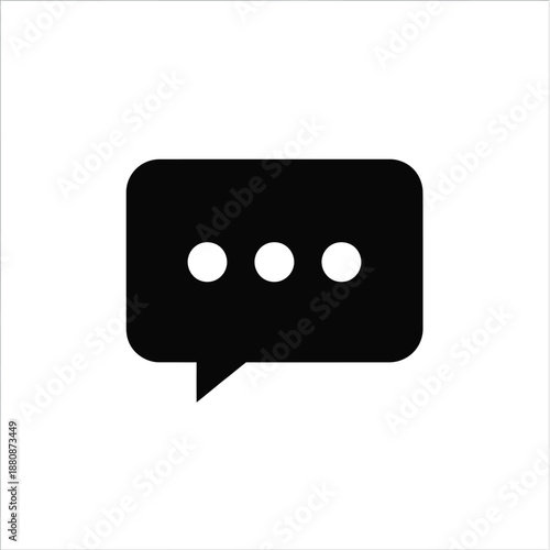 Black speech bubble with three white dots