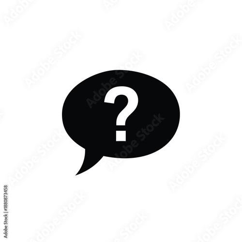 Black speech bubble with white question mark
