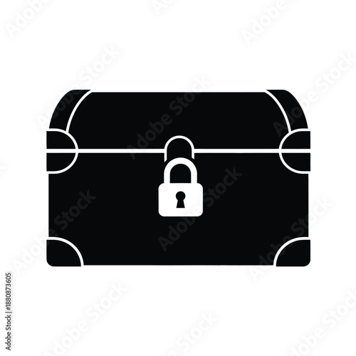 Black treasure chest with white lock