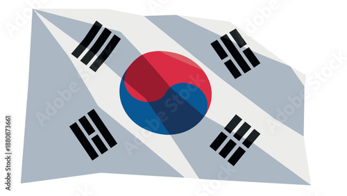 Modern geometric south korean flag design with faceted style