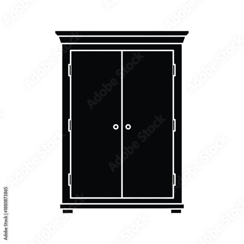 Black wardrobe with white outline and handles cabinet