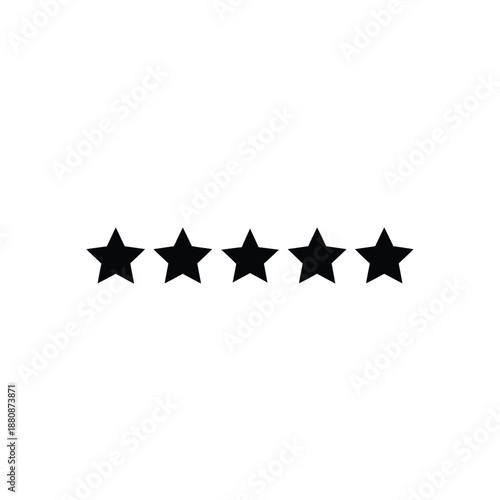 Five black stars on white background rating symbols