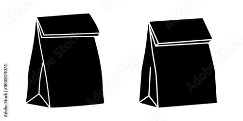 Vector graphic of minimalist black paper bags, perfect for lunch or retail packaging solutions