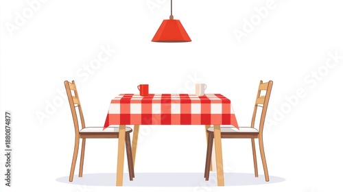 Empty table and chairs in a restaurant, illustration