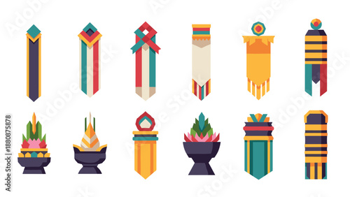 Colorful geometric tribal elements for modern design projects