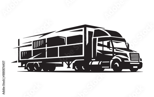 Large semi-truck trailer on the move on highway