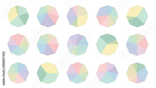Pastel geometric shapes create a modern abstract pattern offering versatility for design projects with soft colors and a clean aesthetic perfect for backgrounds and overlays