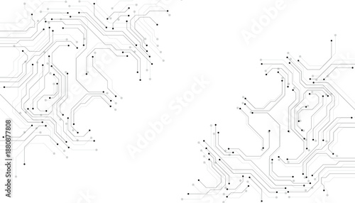 Abstract technology circuit diagram on white background.High tech circuit board connection system.Vector abstract technology on white background.