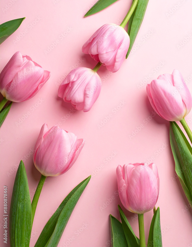 Naklejka premium Różowe tulipany kartka tło