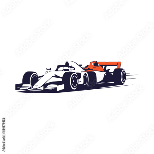 Formula race car side profile silhouette speed motorsport icon minimal vector illustration