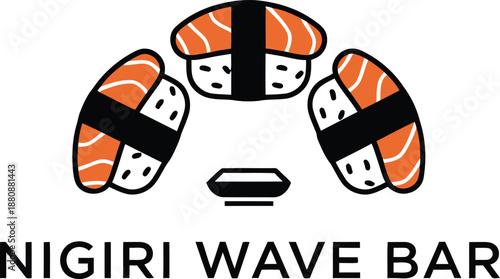 Minimalist Modern Sushi Logo Graphic Design for Nigiri Wave Bar Vector Illustration 