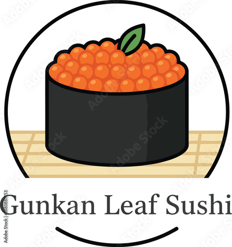 Playful minimalist illustration of Japanese Gunkan sushi logo design concept vector illustration 