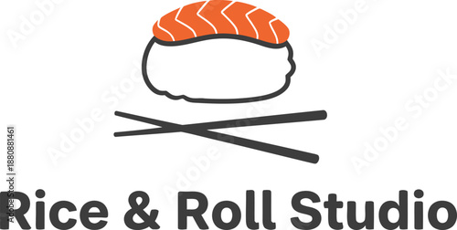 Simple minimalist playful sushi logo design on white background vector illustration