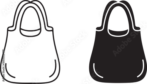 Shopping bag outline and silhouette isolated on white background consumerism retail vector design