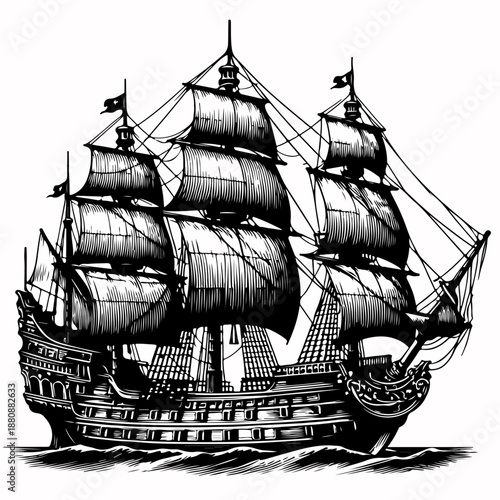 vintage-sailing-ship-detailed-engraving-vector-illustration