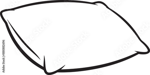 Soft square pillow object outline for sleeping comfort and bed decoration in simple drawing style
