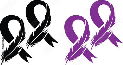 Cancer Awareness Ribbon icon set. World Cancer Day Symbols. Oncology emblem, charity sign, cancer prevention awareness, hope, medical campaign.