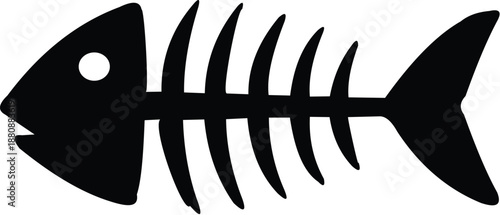 fish bone logo silhouette vector illustration, fish skeleton logo icon silhouette, fishbone silhouette swimming vector illustration, skeleton of fish vector silhouette logo design on white background