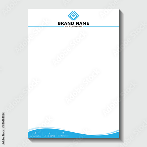 Professional business letterhead template with modern blue design
