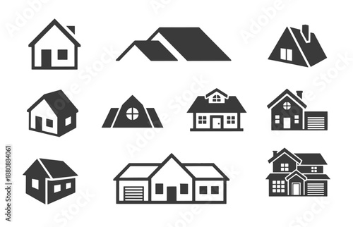 Houses Icons Set Vector