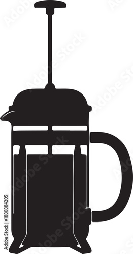 French press coffee maker silhouette icon isolated on transparent background
