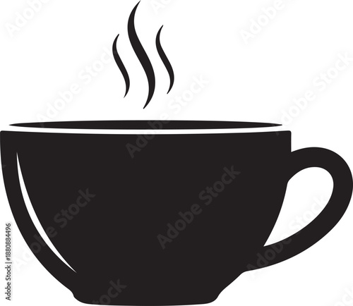 Steaming hot beverage in a simple cup with a handle