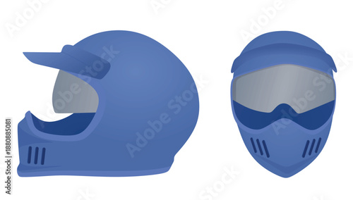 Blue motorcycle helmet. vector illustration