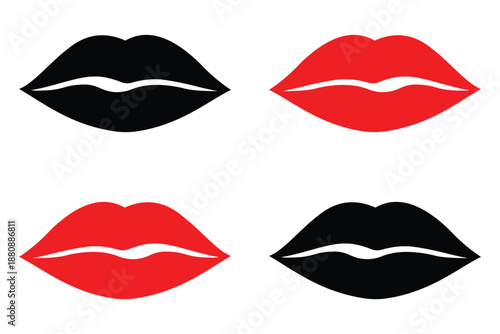Red Lipstick Kiss Mark with Hearts and Seamless Lip Pattern – Romantic Beauty, Fashion & Cosmetic Illustration