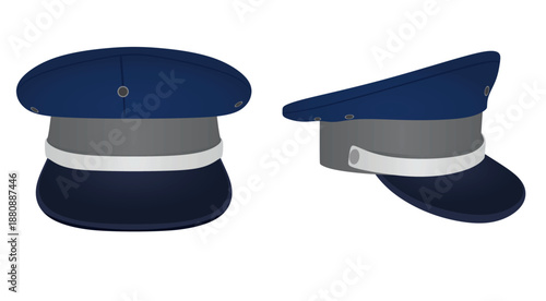 Blue police hat. vector illustration