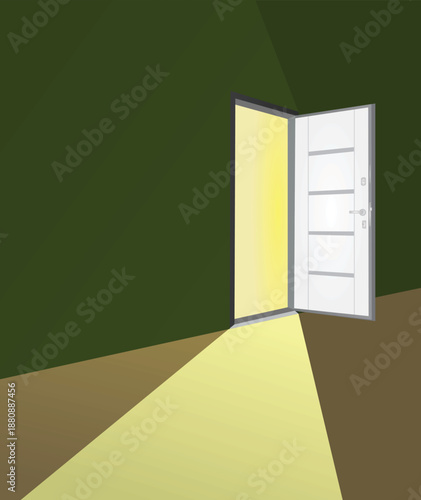 Open room door. vector illustration