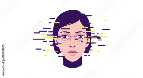 digital screen fatigue causes mental exhaustion in a woman with tired under-eye bags showing information overload and modern life stress.